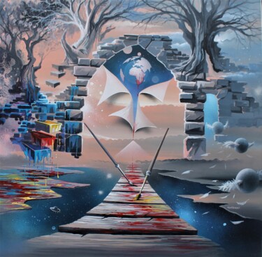 Картина под названием "New World and Color…" - Thierry Mordant, Подлинное произведение искусства, Акрил Установлен на Деревя…