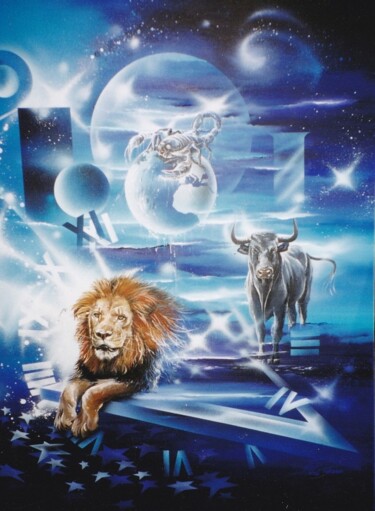Painting titled ""FAMILLE ZODIACO"" by Thierry Mordant, Original Artwork, Acrylic