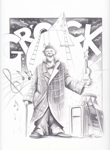 Dessin intitulée "Grock World "Hommag…" par Thierry Mordant, Œuvre d'art originale, Crayon