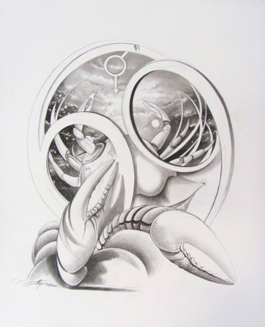 Drawing titled "Zodiaque "Sous le s…" by Thierry Mordant, Original Artwork, Pencil