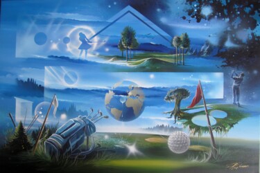 Pintura titulada "Nature Golf" por Thierry Mordant, Obra de arte original, Acrílico Montado en Bastidor de camilla de madera