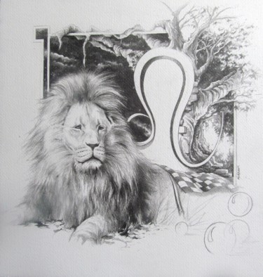Zodiaque Sous le signe du Lion Dessin intitulée "Zodiaque Sous le si…" par Thierry Mordant, Œuvre d'art originale, Crayon