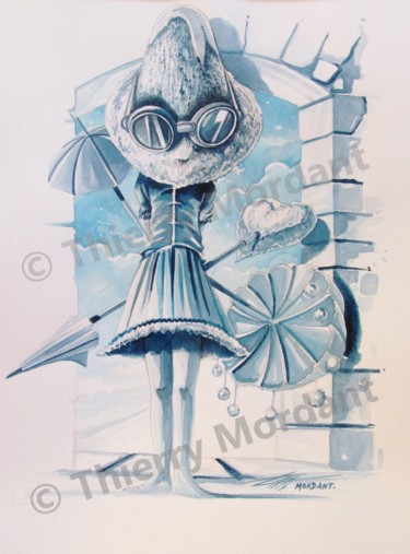 Zeichnungen mit dem Titel ""Fée Champignonne a…" von Thierry Mordant, Original-Kunstwerk, Aquarell