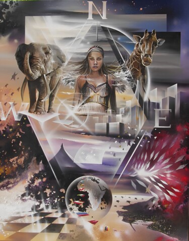 Картина под названием "Symbolique World" - Thierry Mordant, Подлинное произведение искусства, Акрил Установлен на Деревянная…