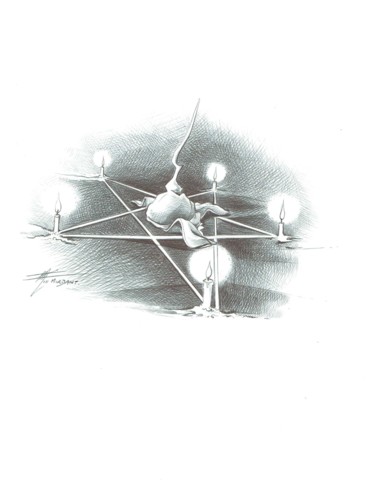 「Illustration publié…」というタイトルの描画 Thierry Mordantによって, オリジナルのアートワーク, ボールペン