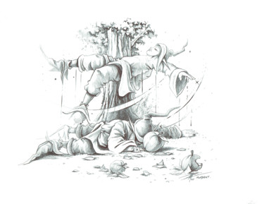Zeichnungen mit dem Titel "Illustration publié…" von Thierry Mordant, Original-Kunstwerk, Kugelschreiber