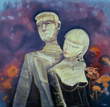 Painting titled "Couple" by Thierry Nappée, Original Artwork, Oil