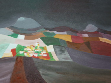Peinture intitulée "village.jpg" par Thyus, Œuvre d'art originale, Huile