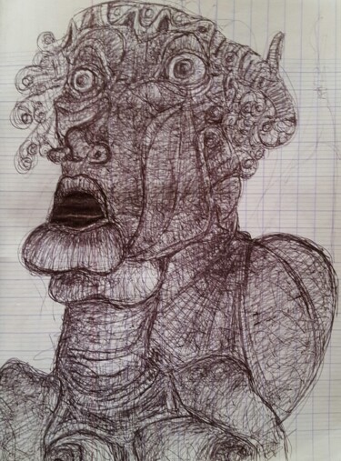 Drawing titled "Psychadelic woman -…" by Thierry Pujalte, Original Artwork, Ballpoint pen