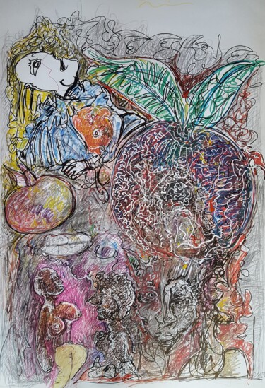 Drawing titled "" Tentation "" by Thierry Pujalte, Original Artwork, Marker