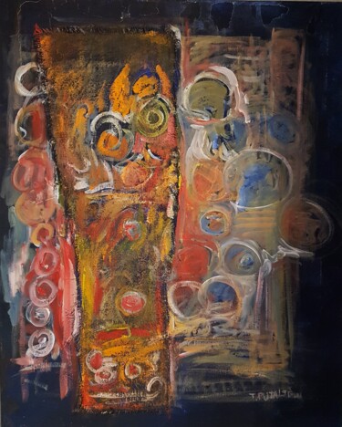 Pintura intitulada "" Chaman totem feu "" por Thierry Pujalte, Obras de arte originais, Pigmentos