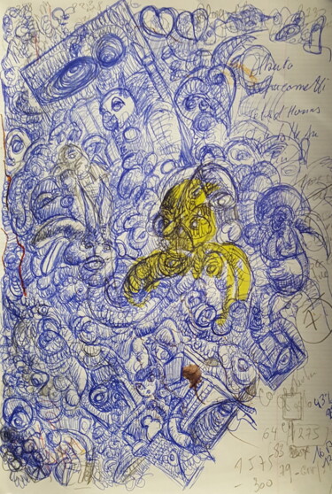 Drawing titled ""Méandres"" by Thierry Pujalte, Original Artwork, Ballpoint pen