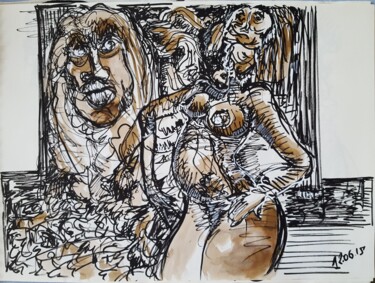 Drawing titled ""serial"" by Thierry Pujalte, Original Artwork, Ink