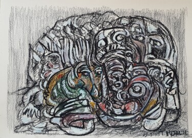 Disegno intitolato "" Entrelacs "" da Thierry Pujalte, Opera d'arte originale, Matite colorate