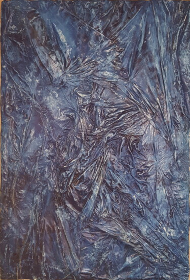 Painting titled "" Grand drap bleu..…" by Thierry Pujalte, Original Artwork, Oil Mounted on Other rigid panel