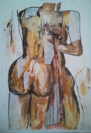 Картина под названием "Nus au bain" - Thierry Pujalte, Подлинное произведение искусства, Чернила