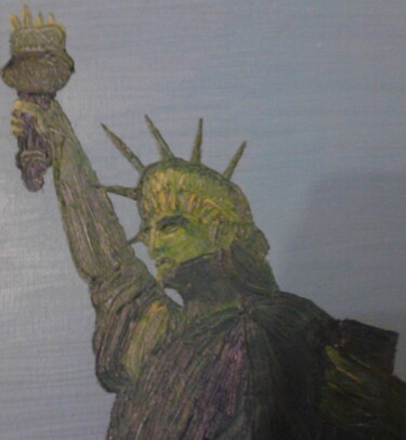 Painting titled "statue-de-liberte-0…" by Thierry Racat, Original Artwork, Oil