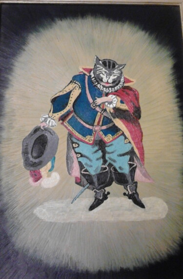 Pittura intitolato "chat botté" da Thierry Racat, Opera d'arte originale, Olio