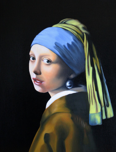 Painting titled "La jeune fille à la…" by Thierry Robert, Original Artwork, Oil