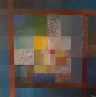 Peinture intitulée "carrés entremêlés a…" par Thierry Robin, Œuvre d'art originale, Gouache