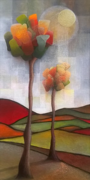Painting titled "Campagne" by Thierry Robin, Original Artwork