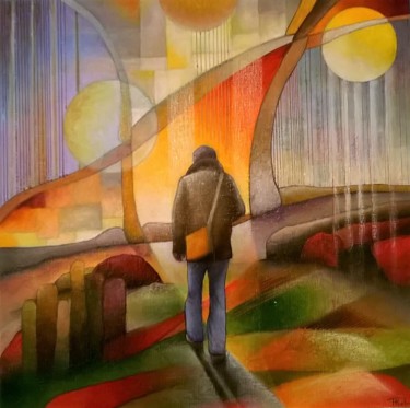 Painting titled "Matin d'hiver" by Thierry Robin, Original Artwork, Gouache Mounted on Wood Stretcher frame