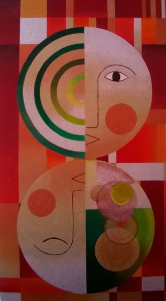 Peinture intitulée "Tête à tête" par Thierry Robin, Œuvre d'art originale, Gouache