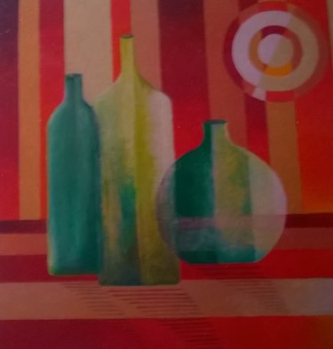 Peinture intitulée "Les trois bouteille…" par Thierry Robin, Œuvre d'art originale, Gouache