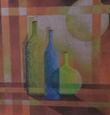 Peinture intitulée "Les trois bouteilles" par Thierry Robin, Œuvre d'art originale, Gouache