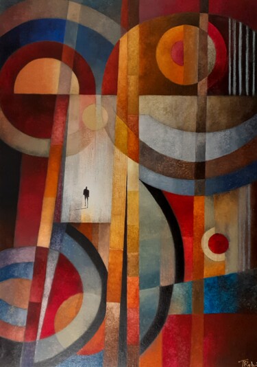 Peinture intitulée "L'horloge" par Thierry Robin, Œuvre d'art originale, Gouache Monté sur Châssis en bois