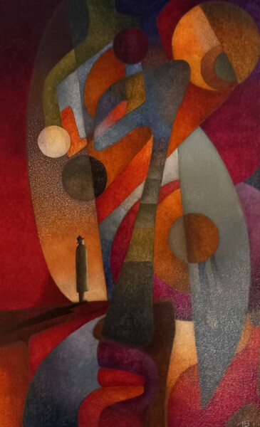 Painting titled "Tant de solitude" by Thierry Robin, Original Artwork, Gouache Mounted on Wood Stretcher frame