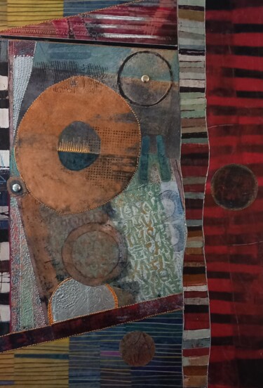 Collages titled "Formes et couleurs…" by Thierry Robin, Original Artwork, Collages Mounted on Wood Panel