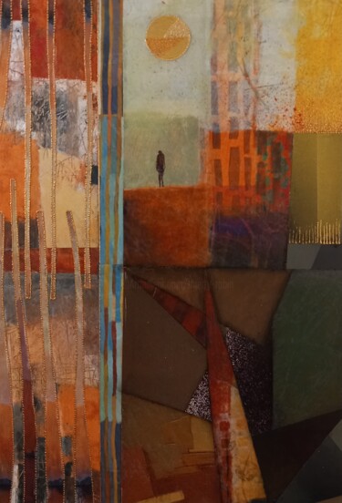 Collages intitulée "Solitude" par Thierry Robin, Œuvre d'art originale, Collages Monté sur Carton