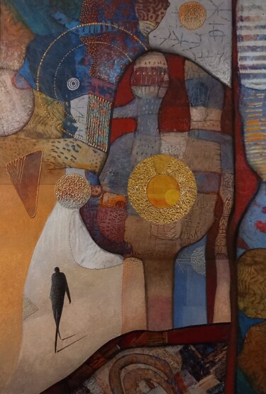 Collages titled "Chacun sa route" by Thierry Robin, Original Artwork, Collages Mounted on Cardboard
