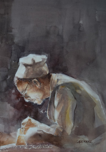 Painting titled "Un travail exigeant" by Thierry Seurre, Original Artwork, Watercolor