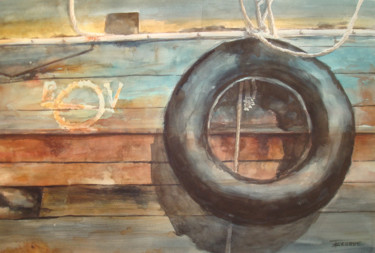 Peinture intitulée "La vieille coque" par Thierry Seurre, Œuvre d'art originale, Aquarelle
