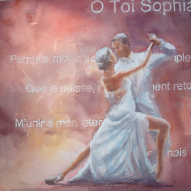 Pintura intitulada "Écoute céleste" por Thierry Seurre, Obras de arte originais, Aquarela