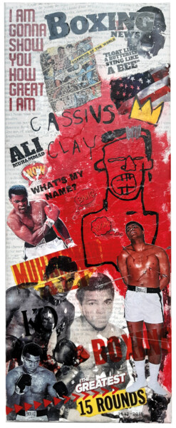 Collages titled "The Greatest" by Thierry Sorin, Original Artwork, Collages Mounted on Wood Stretcher frame
