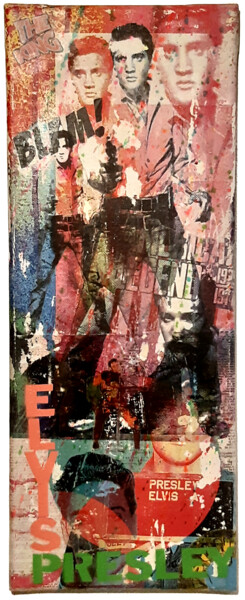 Collages titled "The King" by Thierry Sorin, Original Artwork, Collages Mounted on Wood Stretcher frame