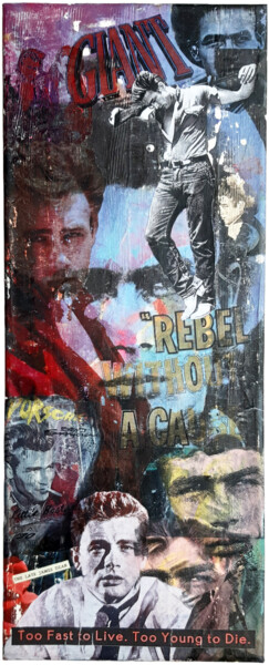 Collages titled "The Rebel" by Thierry Sorin, Original Artwork, Collages Mounted on Wood Stretcher frame