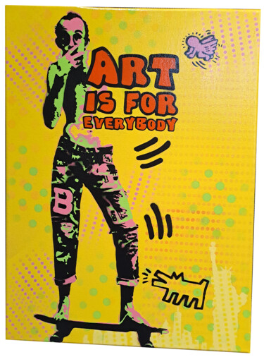 Картина под названием "Skat'Art" - Thierry Sorin, Подлинное произведение искусства, Трафарет Установлен на Деревянная рама д…