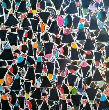 Collagen mit dem Titel "Fragmentation vinyl…" von Thierry Spada, Original-Kunstwerk