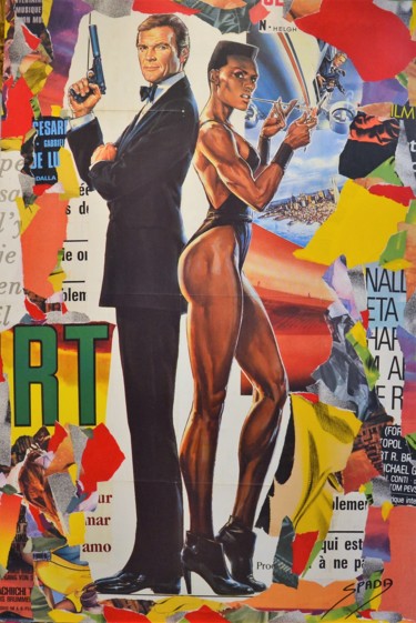 Collages getiteld "James Bond" door Thierry Spada, Origineel Kunstwerk