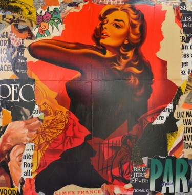 Collages titled "Pin Up 3" by Thierry Spada, Original Artwork, Collages