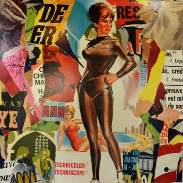 Collages intitolato "Pin Up 70'" da Thierry Spada, Opera d'arte originale, Carta