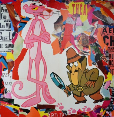 Collages intitulée "La panthere rose" par Thierry Spada, Œuvre d'art originale, Papier