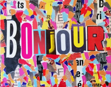 Collages titled "Bonjour" by Thierry Spada, Original Artwork, Paper