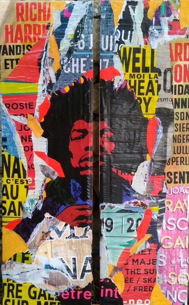 Collages intitulée "Hendrix" par Thierry Spada, Œuvre d'art originale, Collages