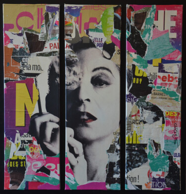 Collages titled "Gainsbourg" by Thierry Spada, Original Artwork, Collages Mounted on Wood Panel