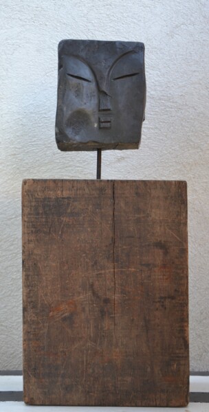 Sculpture titled "Monsieur Cube" by Thierry Spada, Original Artwork, Wood